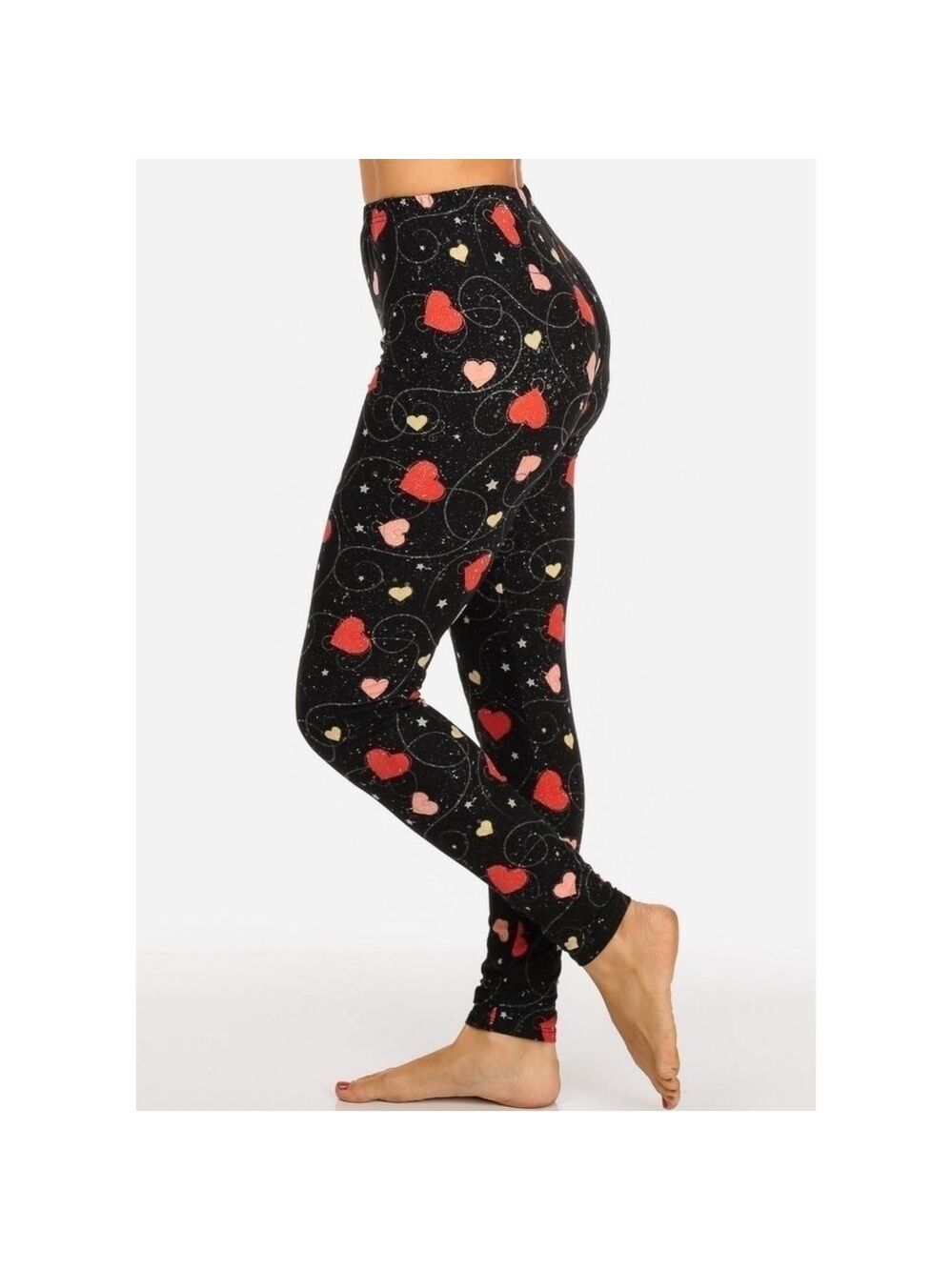 LEGGINGS DEPOT HEART Print Yoga Band Full Length Leggings Size 12-20 NWT